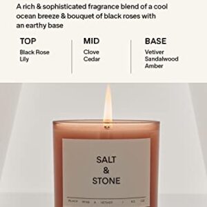 SALT & STONE Black Rose & Vetiver Scented Candle | Hand-Poured, Aromatic & Fragrant | Made with Natural Coconut & Soy Blend Wax | 100% Cotton Wick | Long-Lasting 50 Hour Burn Time (8.5 oz)