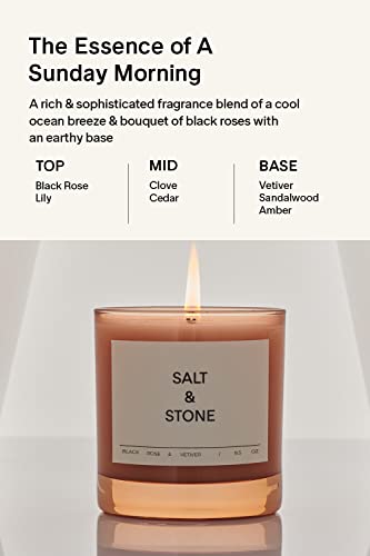 SALT & STONE Black Rose & Vetiver Scented Candle | Hand-Poured, Aromatic & Fragrant | Made with Natural Coconut & Soy Blend Wax | 100% Cotton Wick | Long-Lasting 50 Hour Burn Time (8.5 oz)