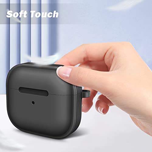 Fintie Case for Airpods 3 (2021), Premium Silicone Shockproof Protective Skin Cover with Keychain [Front LED Visible] for AirPods 3rd Generation (Black)