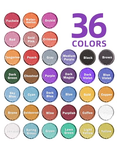 LET'S RESIN 36 Colors Mica Powder, Mica Pigment Powder for Epoxy Resin/UV Resin, Natural Colorant Dye for Soap/Candle Making, Lip Gloss,Nail Polish, Slime and Bath Bomb