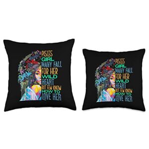 Lush BLM Wild Pisces Black Girl Afro March February Birthday Throw Pillow, 18x18, Multicolor