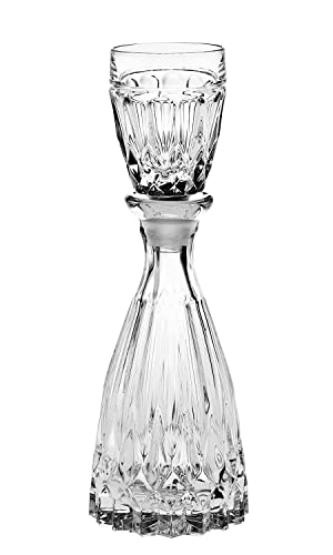 Barski Crystal - Glass -Mouthwash Decanter with 1 oz Cup Stopper - (can use the stopper as a Tumbler) 8" Height - 3 Oz. Decanter - Made in Europe