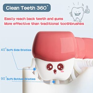 YOTEE U-Shaped Toothbrush Kids 2 PCS - Toddler with Food Grade Soft Silicone Brush Head, Manual Whole Mouth for Age 2-6, 360° Oral Teeth Cleaning Design