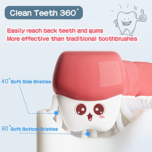 YOTEE U-Shaped Toothbrush Kids 2 PCS - Toddler with Food Grade Soft Silicone Brush Head, Manual Whole Mouth for Age 2-6, 360° Oral Teeth Cleaning Design