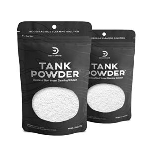 drinktanks 4 oz tank powder bag 2-pack (8 oz); all natural cleaner for stainless steel, plastic, silicone, growlers, & hydration packs; biodegradable, residue free, & usa made
