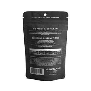 DrinkTanks 4 oz Tank Powder Bag 2-Pack (8 oz); All natural cleaner for stainless steel, plastic, silicone, growlers, & hydration packs; Biodegradable, residue free, & USA made