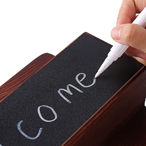 EMERAL Decor Pine Wood Wall Key Holder - Black Dry-Erase Chalkboard (Marker Included) - Decorative Rack Hook to Organize Keys, Mail, Dog Leashes - Housewarming Gift