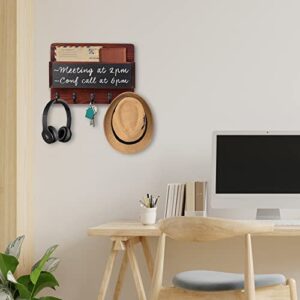 EMERAL Decor Pine Wood Wall Key Holder - Black Dry-Erase Chalkboard (Marker Included) - Decorative Rack Hook to Organize Keys, Mail, Dog Leashes - Housewarming Gift