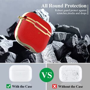 Upgrade Airpods Pro Case Cover with Keychain, Full-Body Protective Case Cover for Airpods Pro 2019,Wireless Charging and Front LED Visible Gold Plated Protective Accessories for Women Men Girl