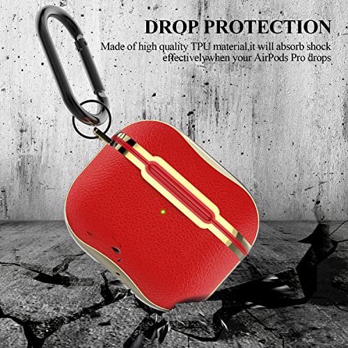 Upgrade Airpods Pro Case Cover with Keychain, Full-Body Protective Case Cover for Airpods Pro 2019,Wireless Charging and Front LED Visible Gold Plated Protective Accessories for Women Men Girl