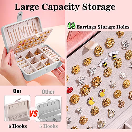 AGECASH A Small Jewelry Box, Portable Mini Travel Jewelry Case Earrings Necklaces Rings Storage Organizer,PU Leather Double Layer Jewellery Organizer for Women Girls Gift