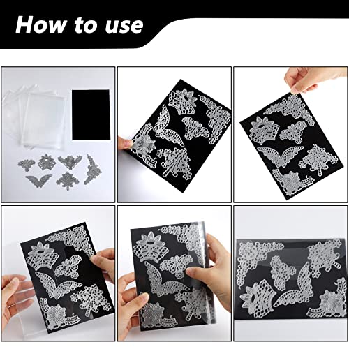 12 Pcs Stamp and Die Storage Bag with 12 Pieces Rubber Magnetic Sheets Clear Resealable Plastic Seal Bags Storage Pocket Large Stencil Envelope Case for DIY Scrapbooking Die Cutting (0.3 mm thickness)