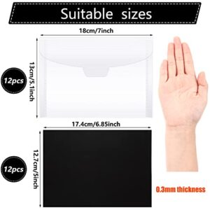 12 Pcs Stamp and Die Storage Bag with 12 Pieces Rubber Magnetic Sheets Clear Resealable Plastic Seal Bags Storage Pocket Large Stencil Envelope Case for DIY Scrapbooking Die Cutting (0.3 mm thickness)