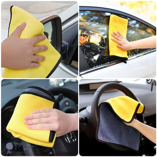 Microfiber Towels for Cars - Car Cleaning Cloths Ultra Absorbent & Soft | Microfibre Cloth for Car Moto Cleaning Detailing Polishing Drying, Multi-Color(15.8X 11.8iInch/8Pack)