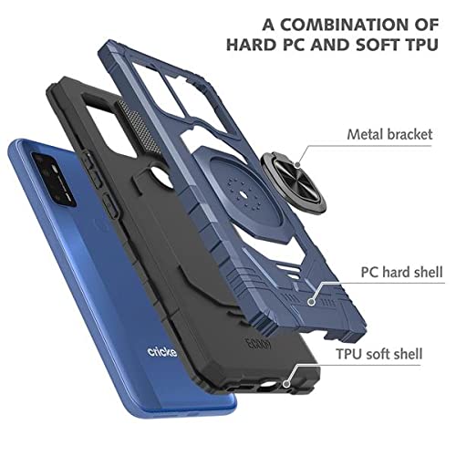 GW Case for AT&T Radiant Max 5G / Cricket Dream 5G / Innovate 5G w/Tempered Glass Screen Protector [Magnetic Car Mount Ring Kickstand Holder] Full-Body Shock Proof Cover [Military Grade] Case - Blue