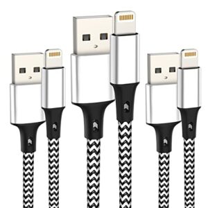 ltdnb [mfi certified iphone charger cable 3pack[3/3/6ft] fast charging lightning cable compatible iphone 12/11pro max/11pro/11/xs/max/xr/x/8/8p/7and more-black&white