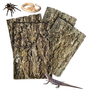 kathson 4pcs cork tile background bark 11.6”lx7.7”w terrarium backdrop wall decor natural reptile climbing mat habitat decor for spider gecko lizard chameleon bearded dragon turtle snake