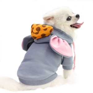 HongGun Dog Hoodies Winter Warm Dog Sweatshirt Outfit Fashion Sweater Pomeranian Clothes Rat Costume for Cats Puppy Small Medium Dogs (S-Grey), S---Back Length 29cm