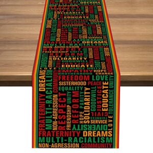 nepnuser black history month table runner black pride party decorations african american freedom day dining room kitchen home decor 72 inches long
