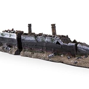 IBWell 15 inch Large Ship Wreck Resin Aquarium Castle Decorations Fish Tank Ornaments