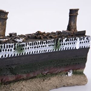 IBWell 15 inch Large Ship Wreck Resin Aquarium Castle Decorations Fish Tank Ornaments