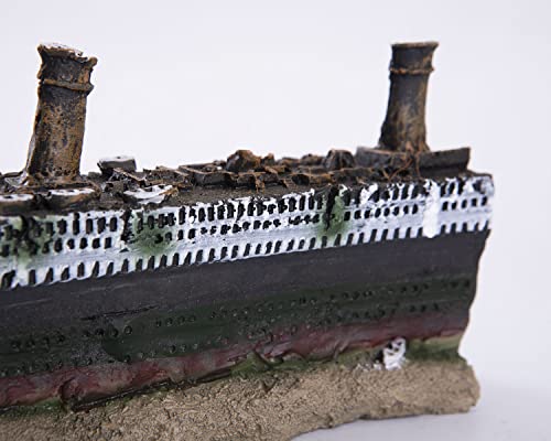 IBWell 15 inch Large Ship Wreck Resin Aquarium Castle Decorations Fish Tank Ornaments