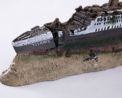 IBWell 15 inch Large Ship Wreck Resin Aquarium Castle Decorations Fish Tank Ornaments