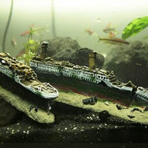 IBWell 15 inch Large Ship Wreck Resin Aquarium Castle Decorations Fish Tank Ornaments