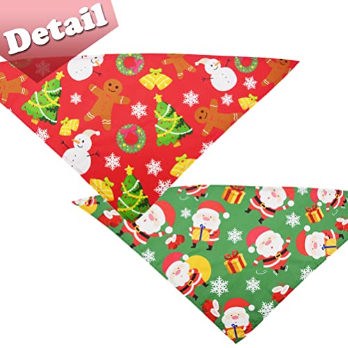 Covoroza 2 Pack Christmas Dog Bandanas Reversible Triangle Bibs Scarf Accessories X-mas for Dogs Pets Animals Red and Green