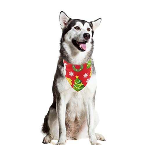 Covoroza 2 Pack Christmas Dog Bandanas Reversible Triangle Bibs Scarf Accessories X-mas for Dogs Pets Animals Red and Green