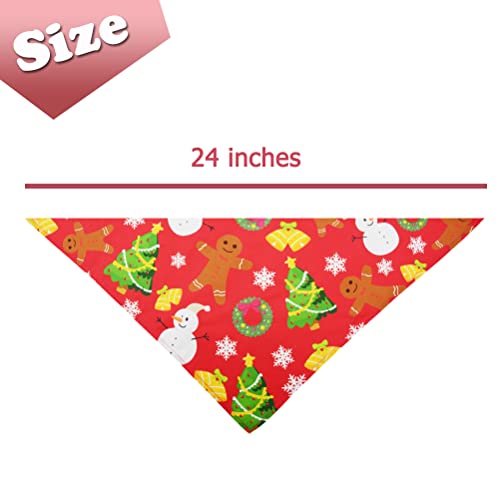 Covoroza 2 Pack Christmas Dog Bandanas Reversible Triangle Bibs Scarf Accessories X-mas for Dogs Pets Animals Red and Green