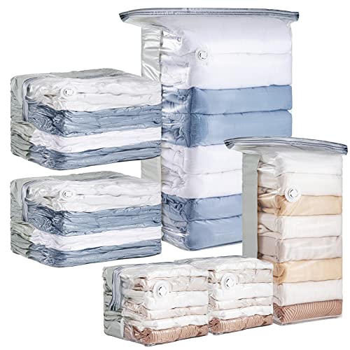 TAILINK 6 Pack Vacuum Storage Bags Space Saver Cube Vacuum Sealer Bags Large (3 Medium, 3 Large) Save 80% Space Vacuum Bags for Comforters Blanket Clothes Bedding Space Bags Vacuum Storage Bags