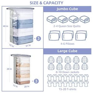 TAILINK 6 Pack Vacuum Storage Bags Space Saver Cube Vacuum Sealer Bags Large (3 Medium, 3 Large) Save 80% Space Vacuum Bags for Comforters Blanket Clothes Bedding Space Bags Vacuum Storage Bags