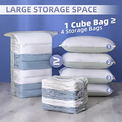 TAILINK 6 Pack Vacuum Storage Bags Space Saver Cube Vacuum Sealer Bags Large (3 Medium, 3 Large) Save 80% Space Vacuum Bags for Comforters Blanket Clothes Bedding Space Bags Vacuum Storage Bags
