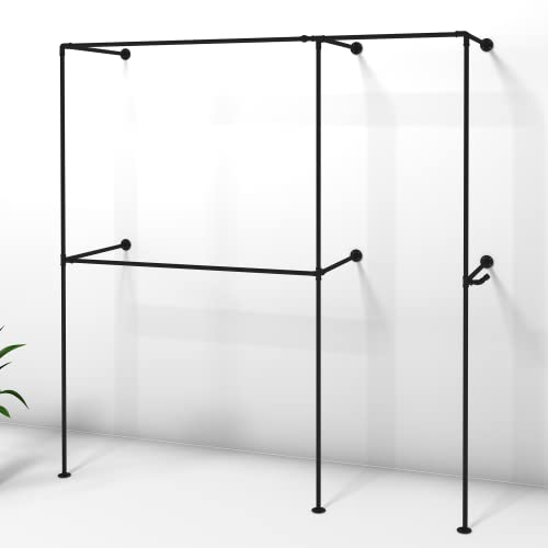 Anynice Industrial Pipe Clothing Rack,Industrial Clothing Rack, Clothing Rods for Hanging Clothes,Clothes Rack,Wall Mounted Garment Rack, Heavy Duty Coat Rack (62.5" W x 14.4" D x82 H, AF01)