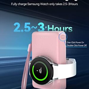 LVFAN for Samsung Galaxy Watch Charger 4000mAh, Fast Charging Portable Wireless Magnetic Charger for Samsung Galaxy Watch 6 Classic 5 Pro 4 3, Active 2/1, Gear S4/3, Travel Phone Emergency Power-Pink