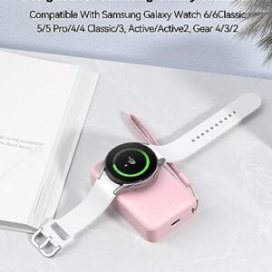 LVFAN for Samsung Galaxy Watch Charger 4000mAh, Fast Charging Portable Wireless Magnetic Charger for Samsung Galaxy Watch 6 Classic 5 Pro 4 3, Active 2/1, Gear S4/3, Travel Phone Emergency Power-Pink