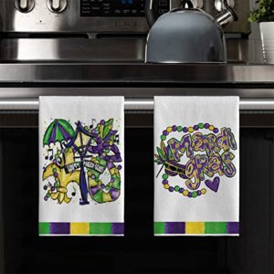 Artoid Mode Happy Mardi Gras Home Kitchen Towels, 18 x 26 Inch Holiday Ultra Absorbent Drying Cloth Dish Towels for Cooking Baking Set of 2