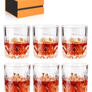 calliva von Crystal Whiskey Glass - Set of 6 Vintage Old Fashioned Glasses for Bourbon Scotch Whisky Cocktail - On The Rocks Glasses - 10oz Maxwell Lowball Bar Tumbler