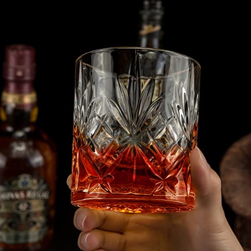 calliva von Crystal Whiskey Glass - Set of 6 Vintage Old Fashioned Glasses for Bourbon Scotch Whisky Cocktail - On The Rocks Glasses - 10oz Maxwell Lowball Bar Tumbler