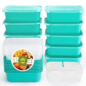 glotoch express food prep containers, double use as divided meal prep containers reusable for takeouts/portion control-microwave&freezer&dishwasher safe,bpa-free, stackable,10 pack,green