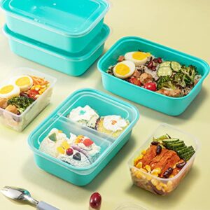 Glotoch Express Food Prep Containers, Double Use as Divided Meal Prep Containers Reusable for Takeouts/Portion Control-Microwave&Freezer&Dishwasher Safe,BPA-Free, Stackable,10 Pack,Green