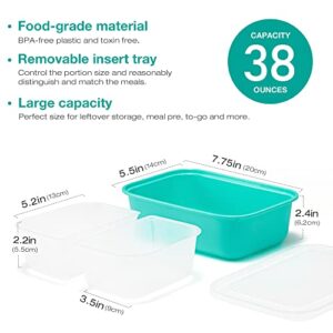 Glotoch Express Food Prep Containers, Double Use as Divided Meal Prep Containers Reusable for Takeouts/Portion Control-Microwave&Freezer&Dishwasher Safe,BPA-Free, Stackable,10 Pack,Green