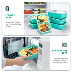Glotoch Express Food Prep Containers, Double Use as Divided Meal Prep Containers Reusable for Takeouts/Portion Control-Microwave&Freezer&Dishwasher Safe,BPA-Free, Stackable,10 Pack,Green