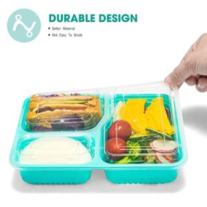 Glotoch Meal Prep Container Reusable, 34 oz 3 Compartment To Go Plastic Food Prep Containers,Disposable Divided Food Storage Containers with Lids for Leftover,BPA Free,Microwave Safe,Green 8 Pack