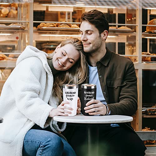 Husband and Wife Travel Tumbler Set, Wedding Engagement Anniversary Valentine’s Day Gifts for Couple Husband Wife Bride Groom, His and Hers Newlywed Gifts, 20oz Stainless Steel Insulated Tumbler