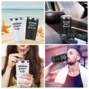 Husband and Wife Travel Tumbler Set, Wedding Engagement Anniversary Valentine’s Day Gifts for Couple Husband Wife Bride Groom, His and Hers Newlywed Gifts, 20oz Stainless Steel Insulated Tumbler
