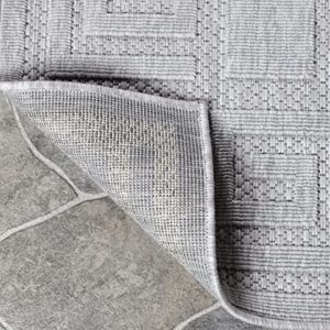 SUPERIOR Large Indoor Outdoor Area Rug, Perfect for Patio, Bedroom, Kitchen, Living Room, Entryway, Playroom, Nursery, Carpet Cover, Greek Key Infinity Border, Nila Collection, 5' 2" x 7' 2", Grey