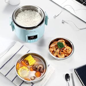 Bear DFH-B20J1 Smart Self Heated Lunch Box, Mini Hot Pot, Leakproof Plug-in Lunch Box with Keep Warm Function, Blue, 2L