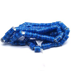 qpalzmgk 100pcs 2022 aluminium numbered pigeon leg bands, pigeon ring bird foot ring identify dove training rings, racing pigeon foot rings for pigeon parrot finch,blue